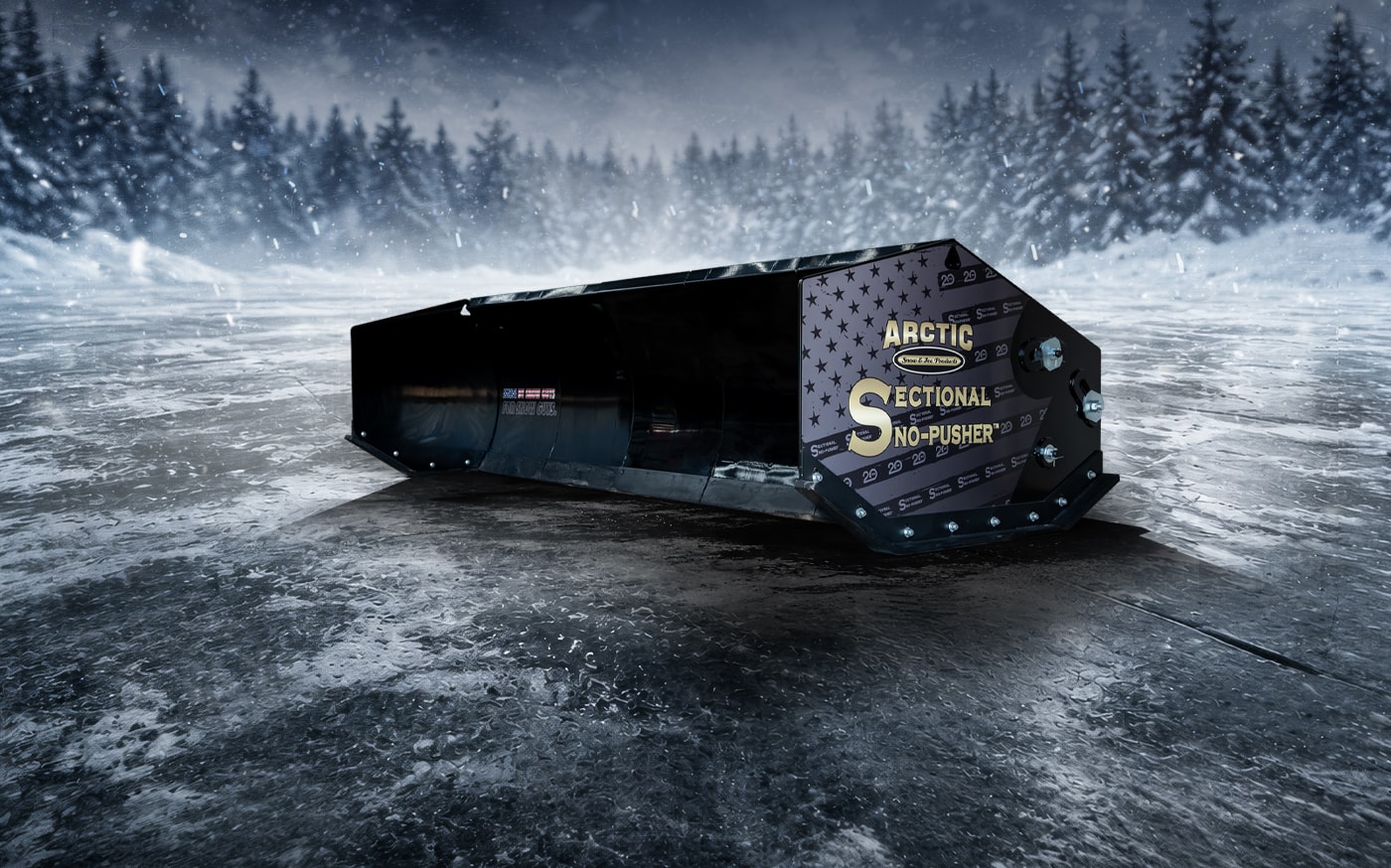 Anniversary Edition Sectional Sno-Pusher — gloss black with star-field end panels
